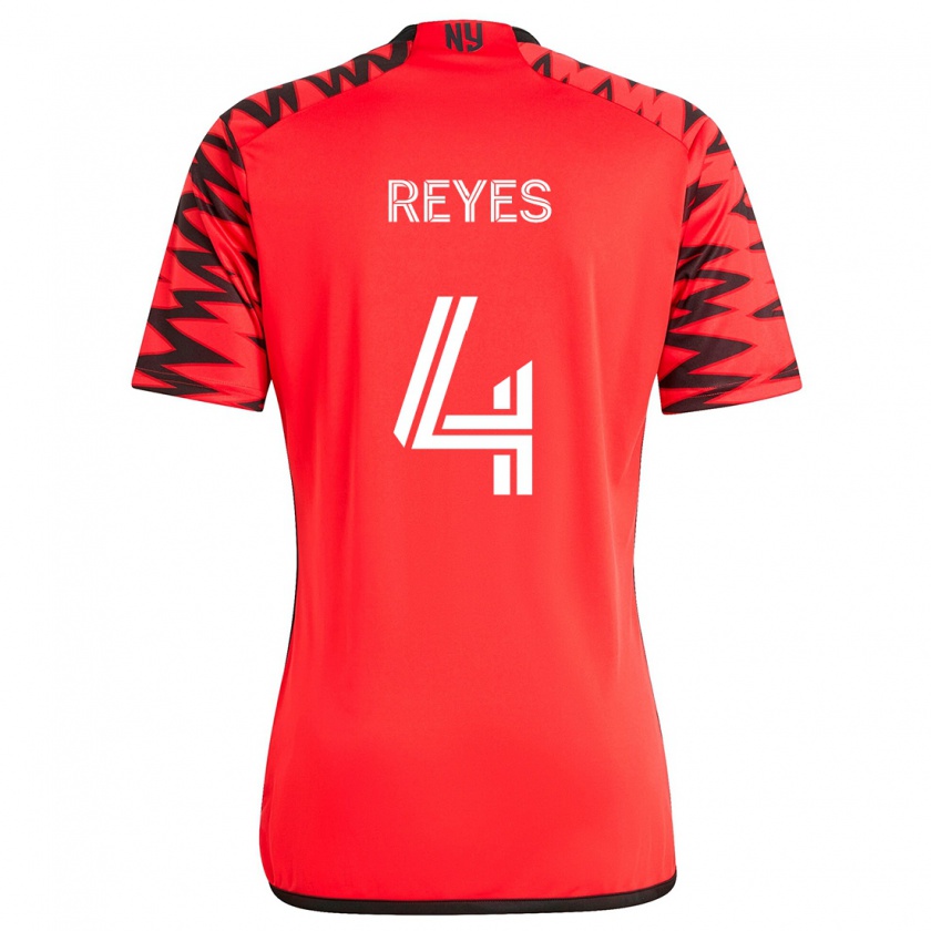 Kandiny Niño Camiseta Andrés Reyes #4 Rojo Negro Blanco 2ª Equipación 2024/25 La Camisa Chile