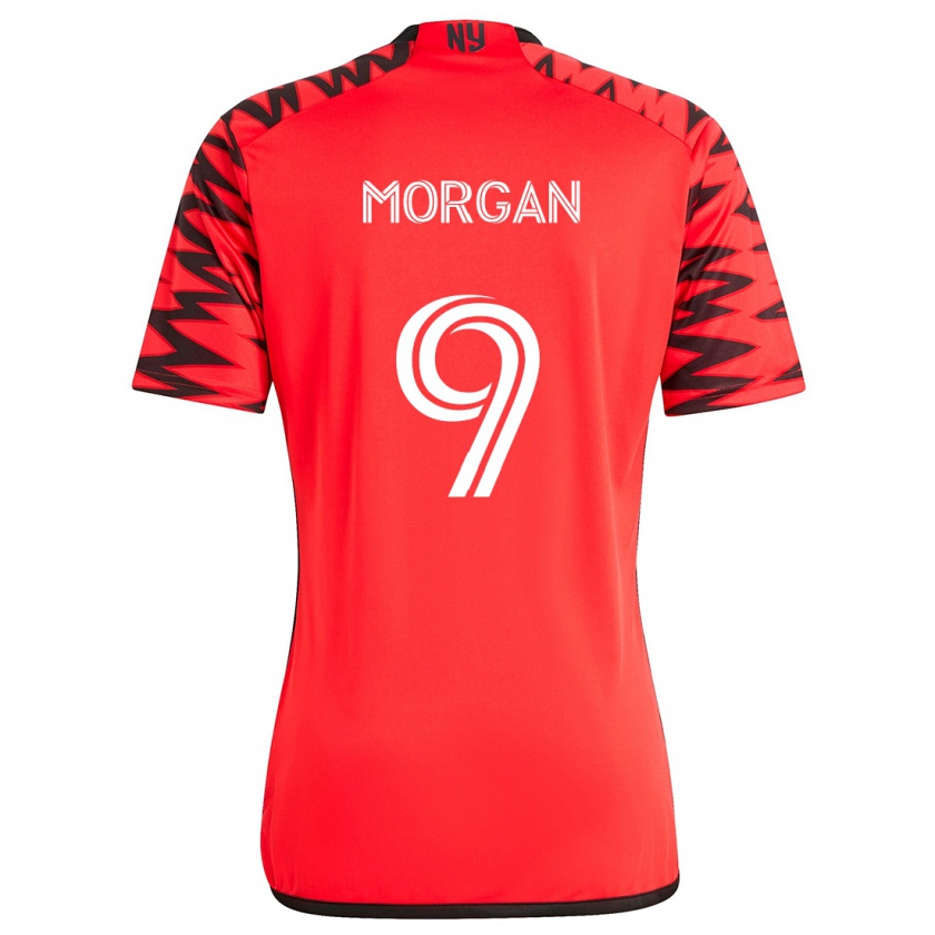 Kandiny Niño Camiseta Lewis Morgan #9 Rojo Negro Blanco 2ª Equipación 2024/25 La Camisa Chile