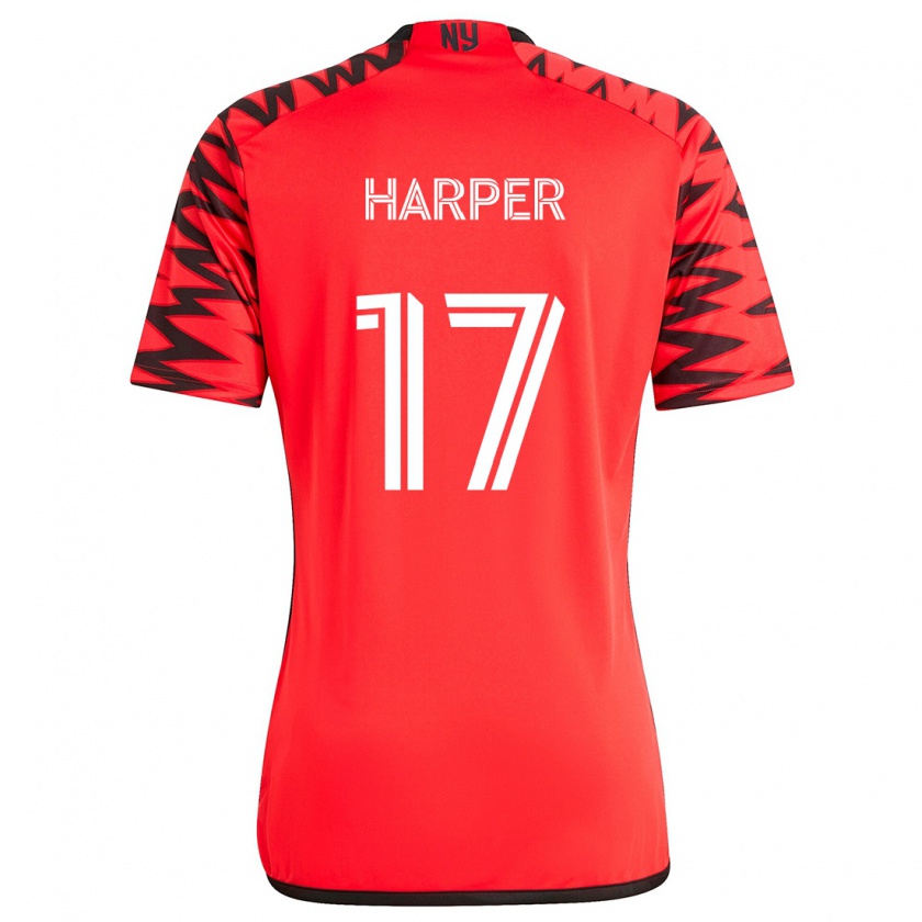 Kandiny Niño Camiseta Cameron Harper #17 Rojo Negro Blanco 2ª Equipación 2024/25 La Camisa Chile