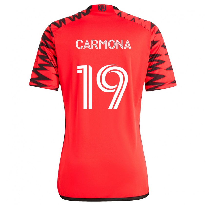 Kandiny Niño Camiseta Wikelman Carmona #19 Rojo Negro Blanco 2ª Equipación 2024/25 La Camisa Chile