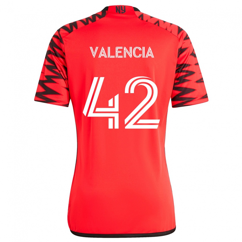 Kandiny Niño Camiseta Omar Valencia #42 Rojo Negro Blanco 2ª Equipación 2024/25 La Camisa Chile