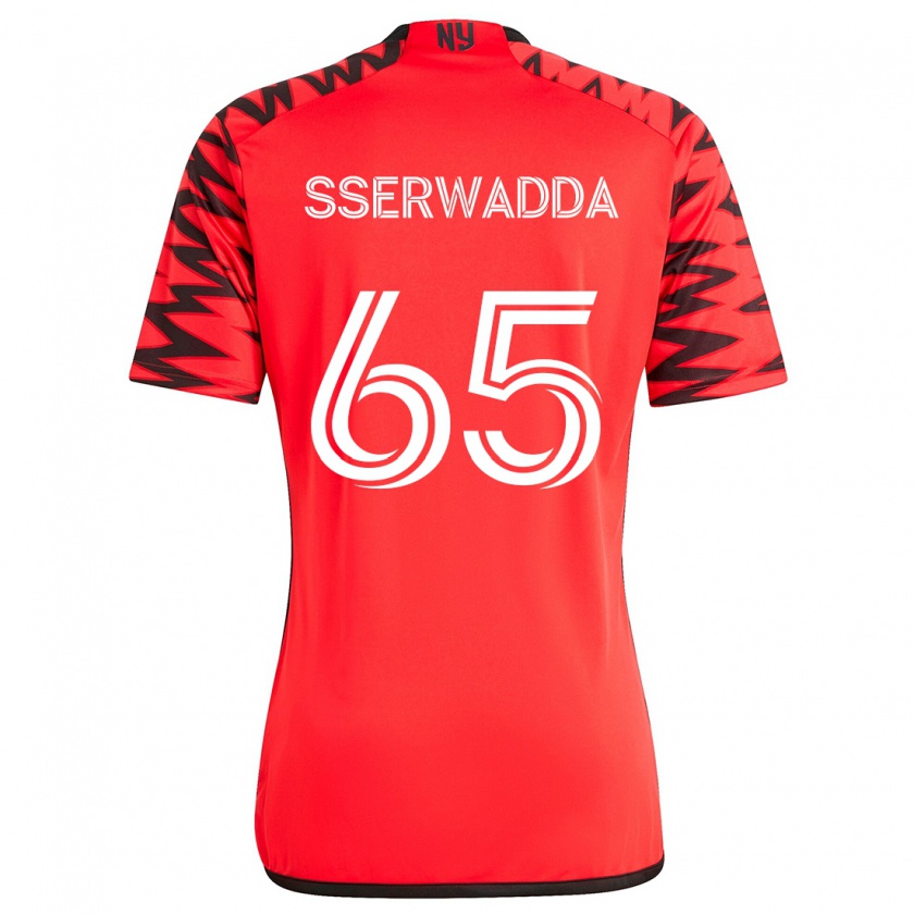 Kandiny Niño Camiseta Steven Sserwadda #65 Rojo Negro Blanco 2ª Equipación 2024/25 La Camisa Chile