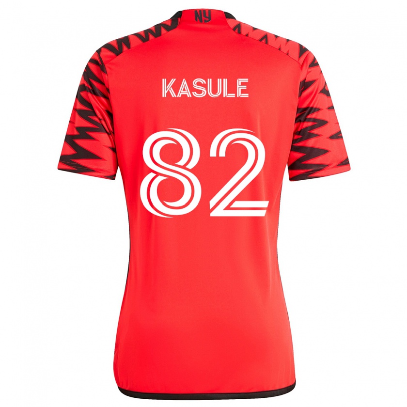 Kandiny Niño Camiseta Ibrahim Kasule #82 Rojo Negro Blanco 2ª Equipación 2024/25 La Camisa Chile