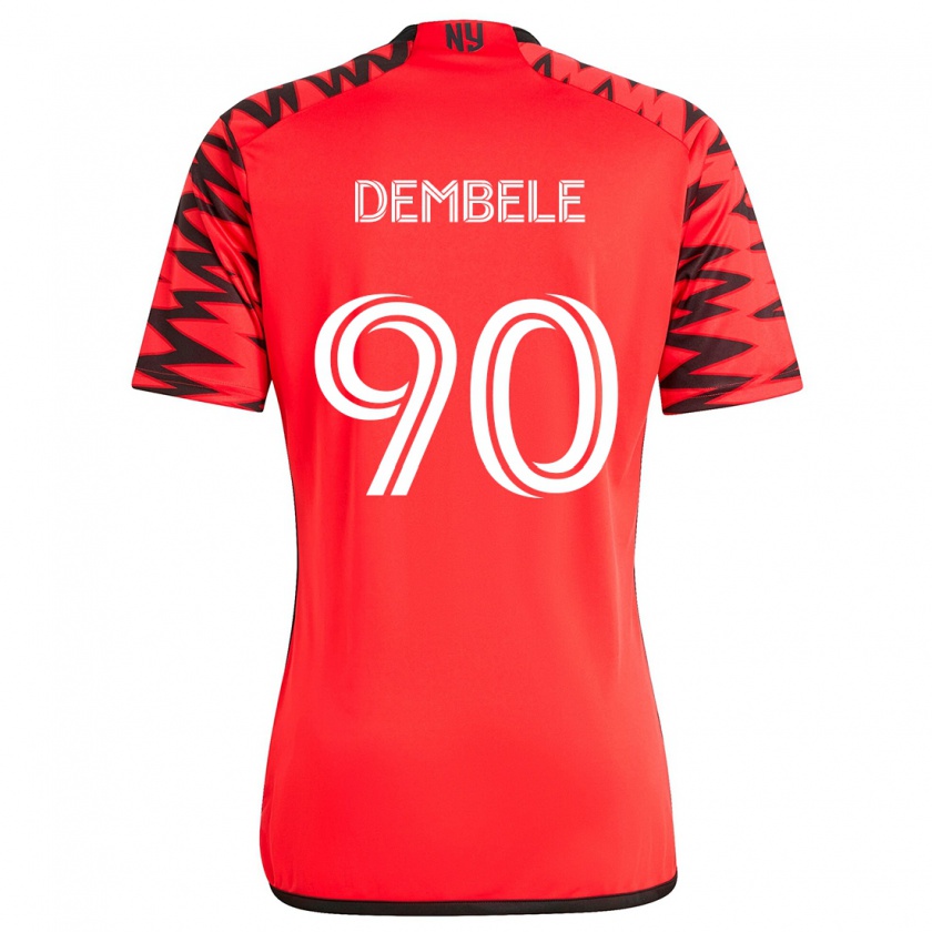 Kandiny Niño Camiseta Malick Dembele #90 Rojo Negro Blanco 2ª Equipación 2024/25 La Camisa Chile