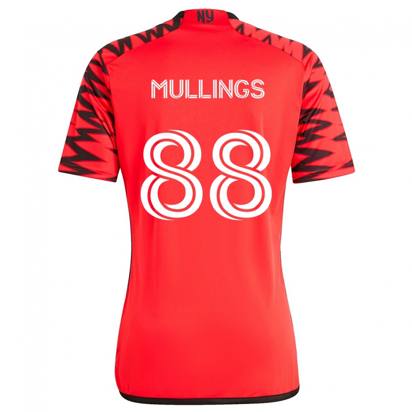 Kandiny Niño Camiseta O'vonte Mullings #88 Rojo Negro Blanco 2ª Equipación 2024/25 La Camisa Chile