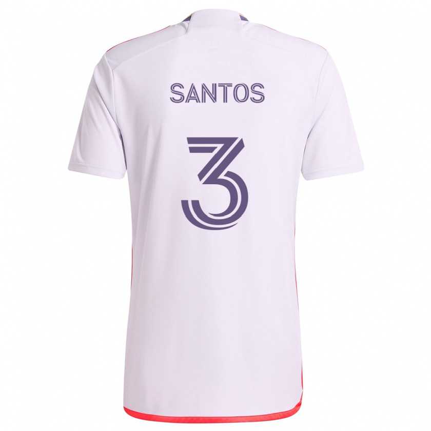 Kandiny Niño Camiseta Rafael Santos #3 Blanco Rojo Púrpura 2ª Equipación 2024/25 La Camisa Chile