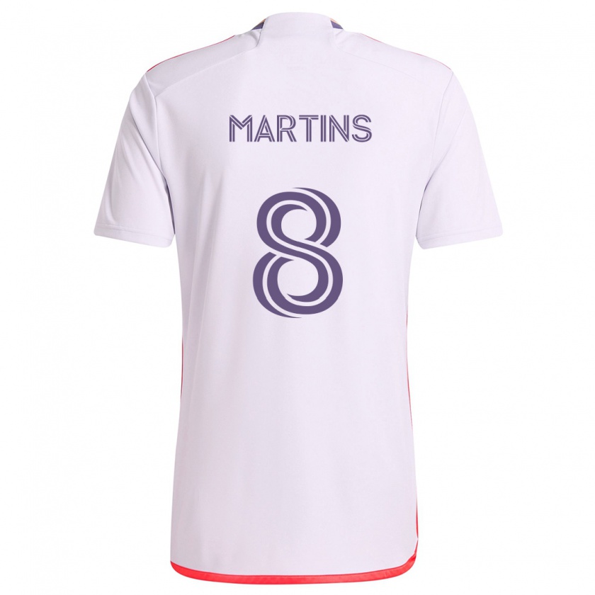 Kandiny Niño Camiseta Felipe Martins #8 Blanco Rojo Púrpura 2ª Equipación 2024/25 La Camisa Chile