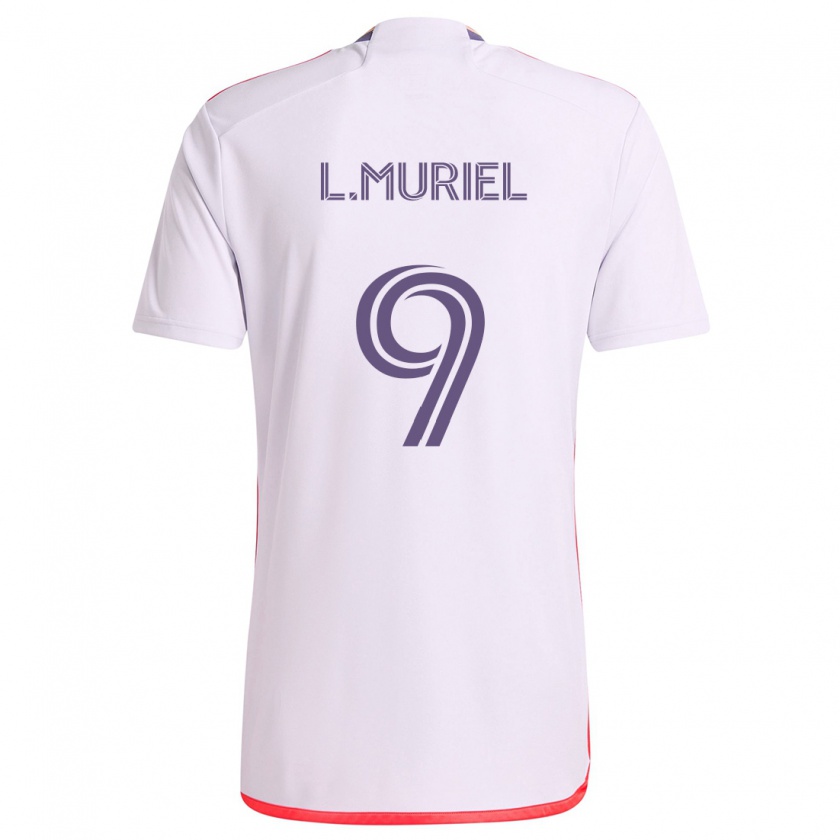 Kandiny Niño Camiseta Luis Muriel #9 Blanco Rojo Púrpura 2ª Equipación 2024/25 La Camisa Chile