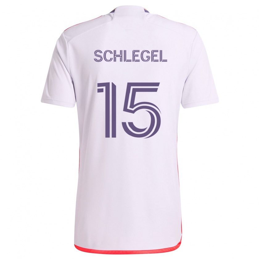 Kandiny Niño Camiseta Rodrigo Schlegel #15 Blanco Rojo Púrpura 2ª Equipación 2024/25 La Camisa Chile