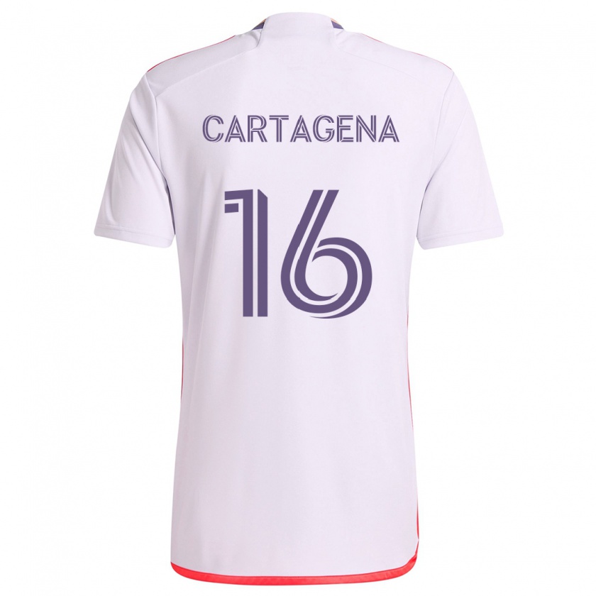 Kandiny Niño Camiseta Wilder Cartagena #16 Blanco Rojo Púrpura 2ª Equipación 2024/25 La Camisa Chile