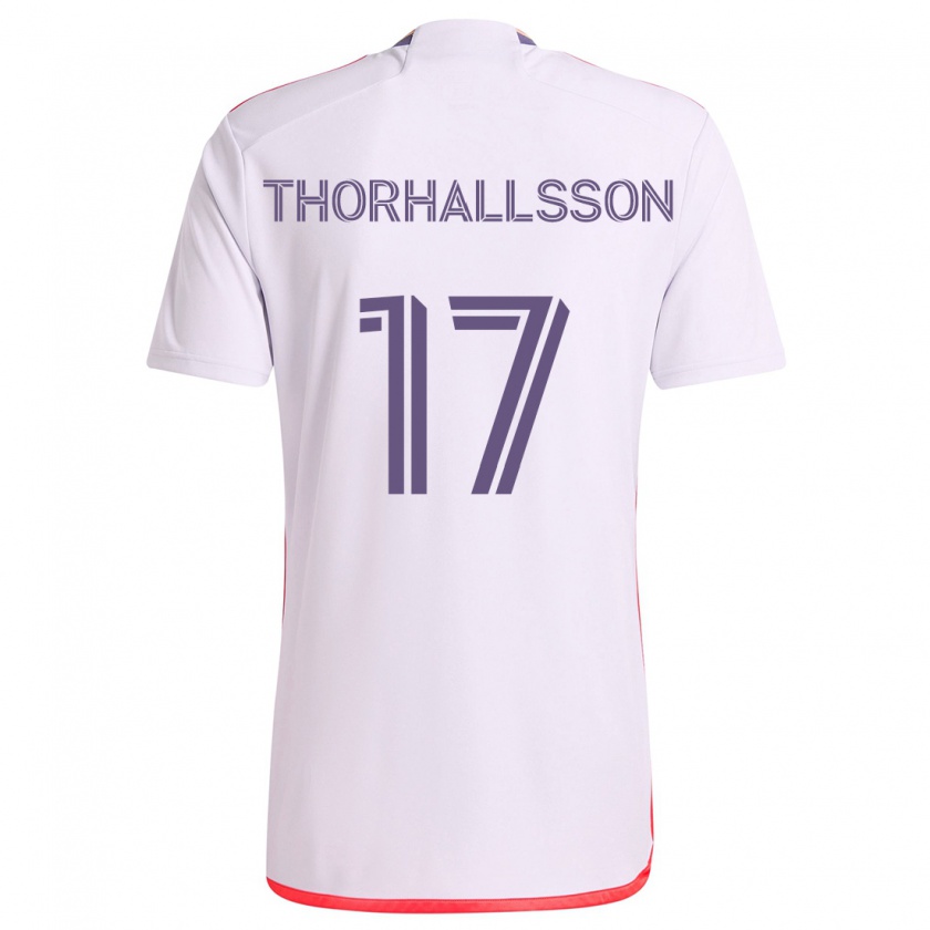 Kandiny Niño Camiseta Dagur Dan Thórhallsson #17 Blanco Rojo Púrpura 2ª Equipación 2024/25 La Camisa Chile