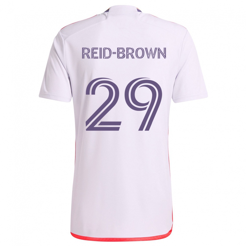 Kandiny Niño Camiseta Tahir Reid-Brown #29 Blanco Rojo Púrpura 2ª Equipación 2024/25 La Camisa Chile