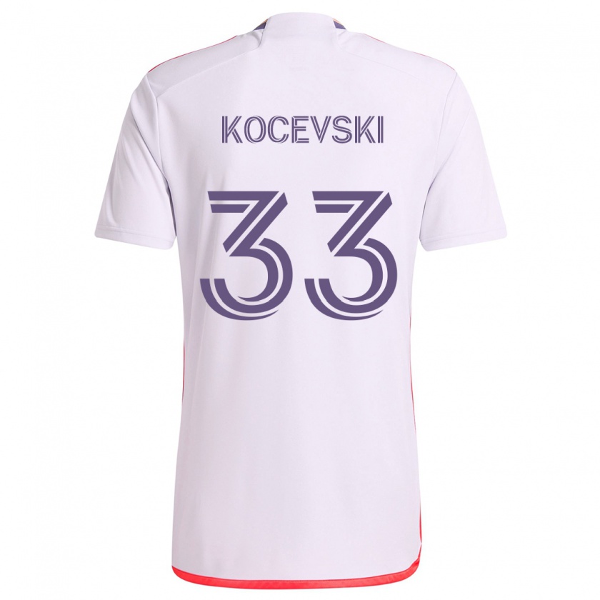 Kandiny Niño Camiseta Jeorgio Kocevski #33 Blanco Rojo Púrpura 2ª Equipación 2024/25 La Camisa Chile