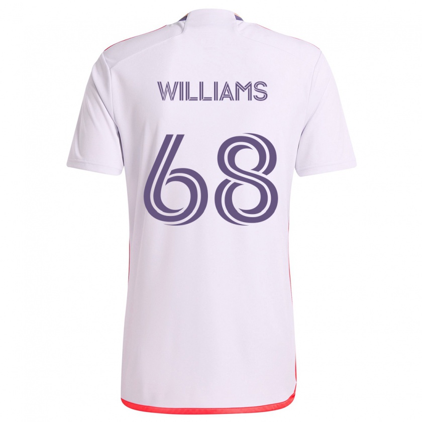 Kandiny Niño Camiseta Thomas Williams #68 Blanco Rojo Púrpura 2ª Equipación 2024/25 La Camisa Chile