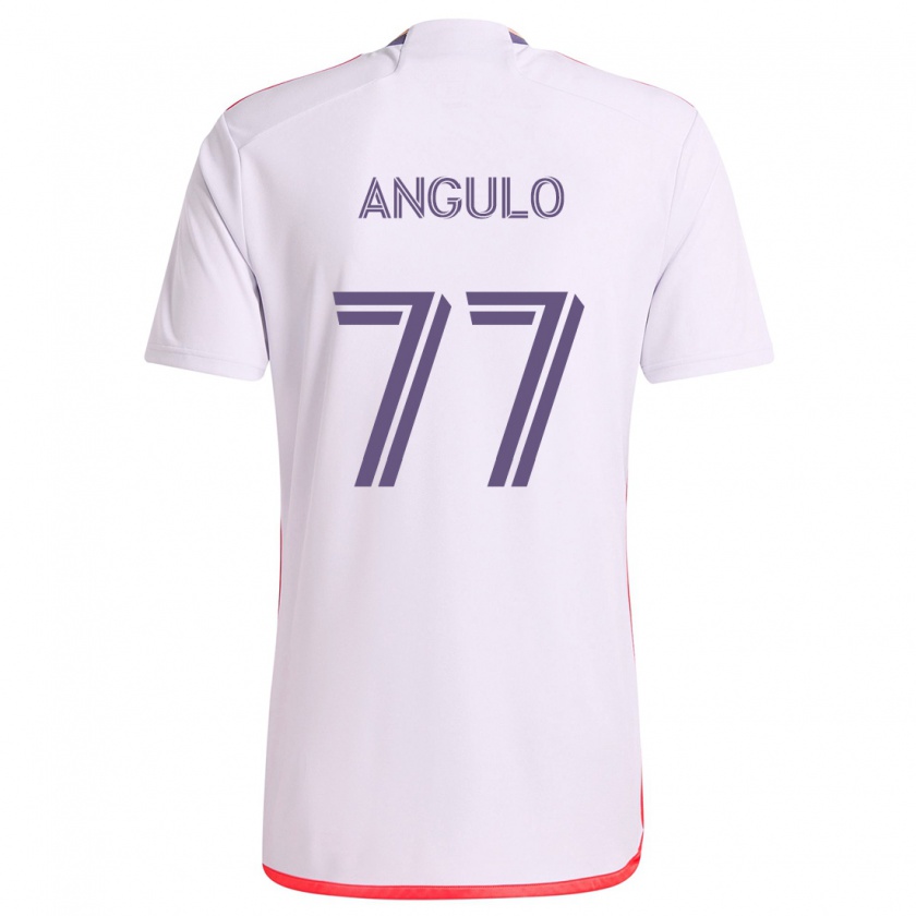 Kandiny Niño Camiseta Iván Angulo #77 Blanco Rojo Púrpura 2ª Equipación 2024/25 La Camisa Chile