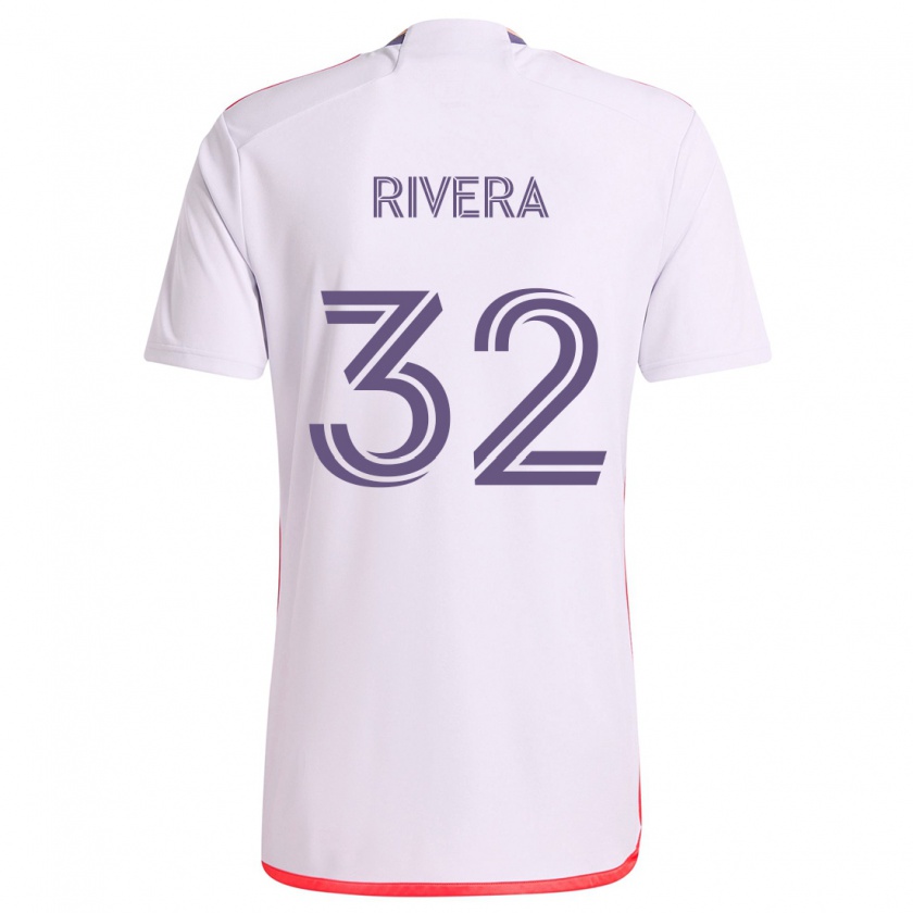 Kandiny Niño Camiseta Wilfredo Rivera #32 Blanco Rojo Púrpura 2ª Equipación 2024/25 La Camisa Chile