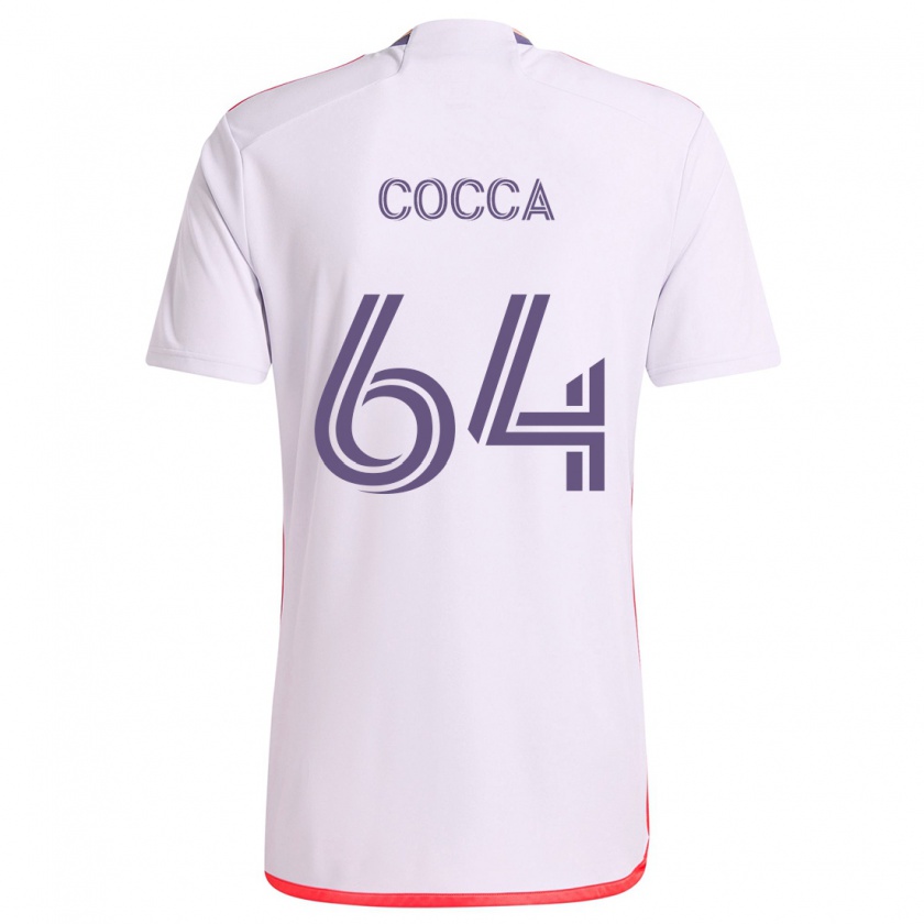 Kandiny Niño Camiseta Manuel Cocca #64 Blanco Rojo Púrpura 2ª Equipación 2024/25 La Camisa Chile