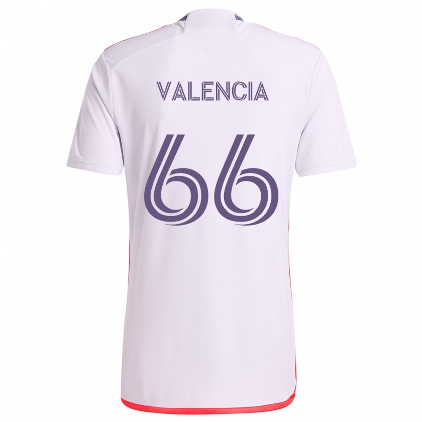 Kandiny Niño Camiseta Yeiler Valencia #66 Blanco Rojo Púrpura 2ª Equipación 2024/25 La Camisa Chile