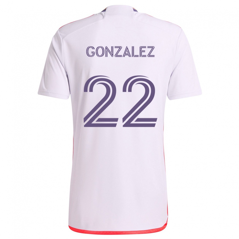 Kandiny Niño Camiseta Gastón González #22 Blanco Rojo Púrpura 2ª Equipación 2024/25 La Camisa Chile