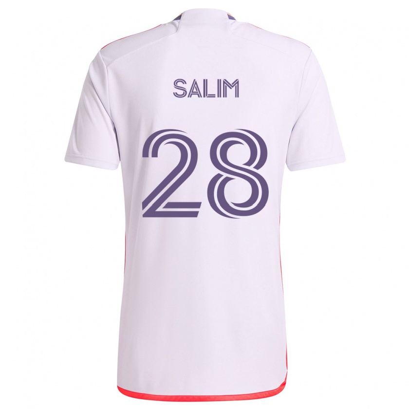 Kandiny Niño Camiseta Abdi Salim #28 Blanco Rojo Púrpura 2ª Equipación 2024/25 La Camisa Chile