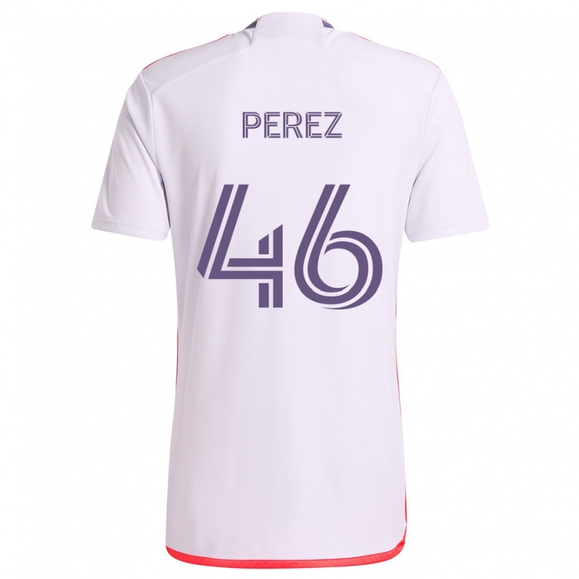 Kandiny Niño Camiseta Franco Pérez #46 Blanco Rojo Púrpura 2ª Equipación 2024/25 La Camisa Chile