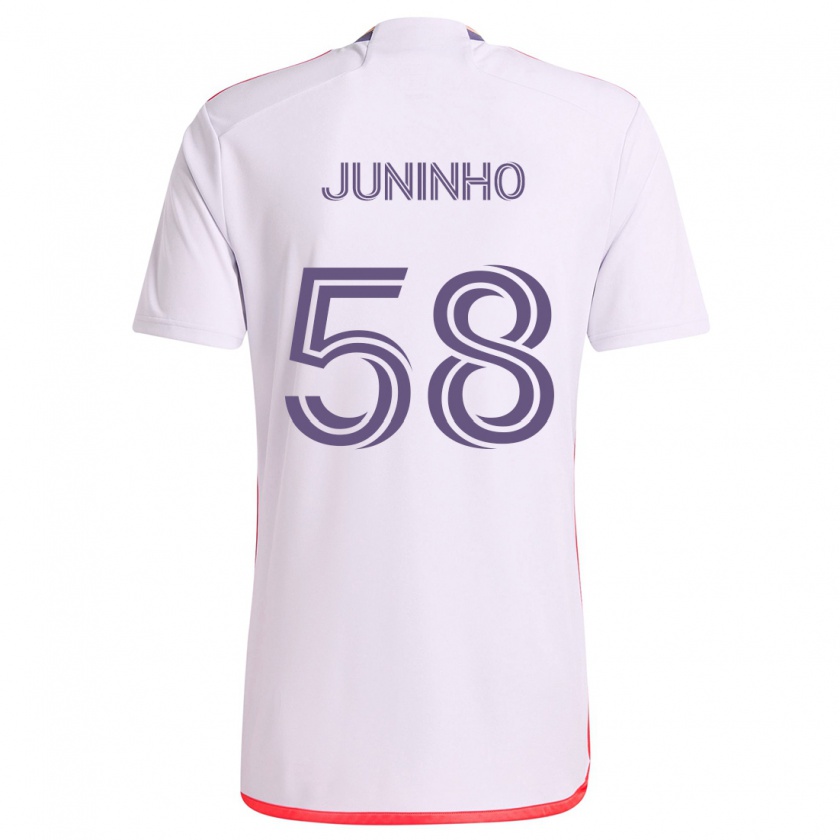 Kandiny Niño Camiseta Juninho #58 Blanco Rojo Púrpura 2ª Equipación 2024/25 La Camisa Chile