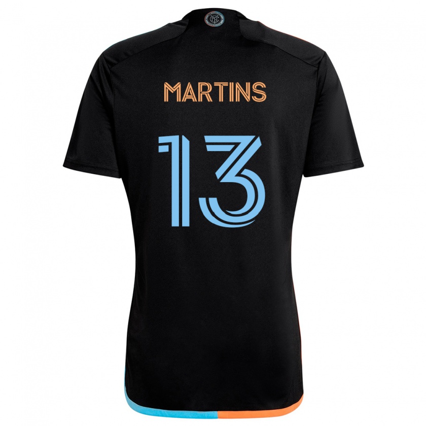 Kandiny Niño Camiseta Thiago Martins #13 Negro Naranja Azul 2ª Equipación 2024/25 La Camisa Chile