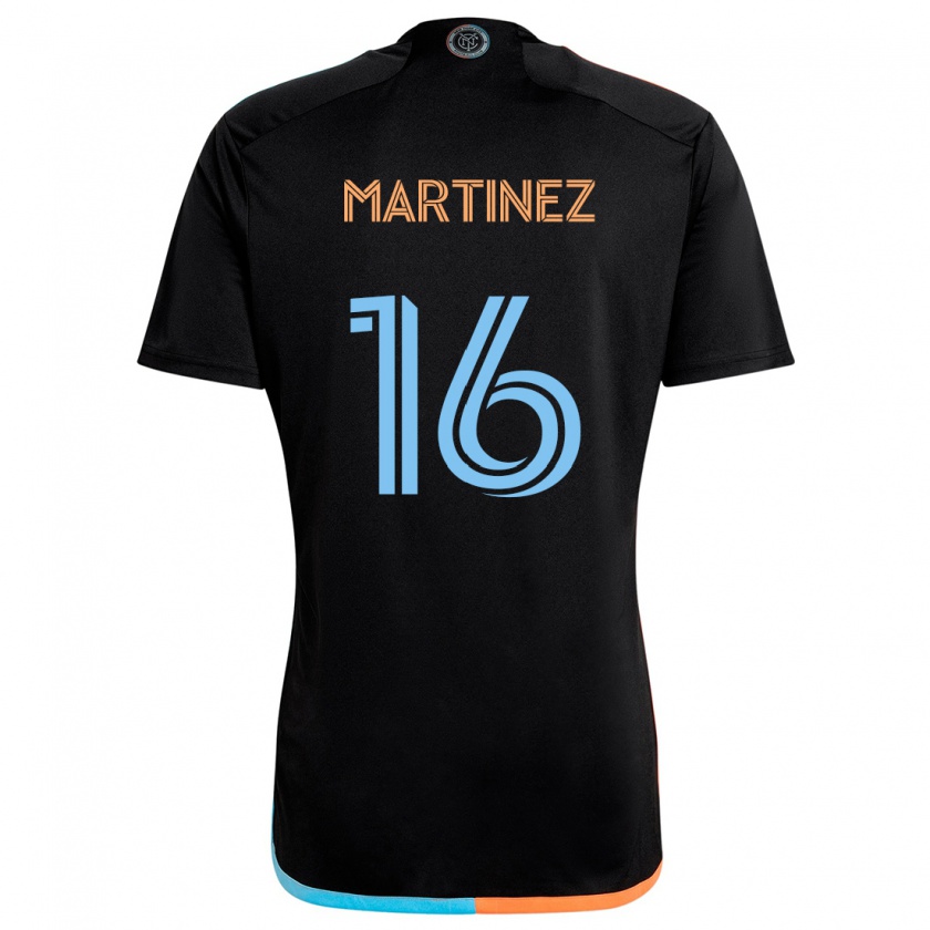 Kandiny Niño Camiseta Alonso Martínez #16 Negro Naranja Azul 2ª Equipación 2024/25 La Camisa Chile