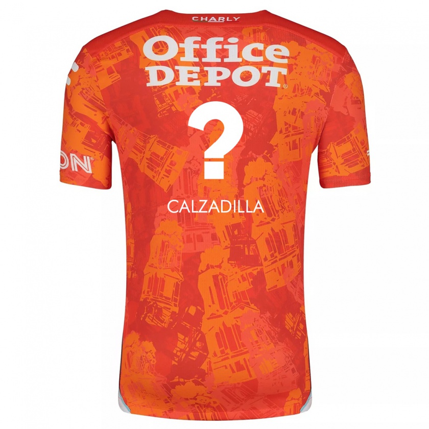 Kandiny Niño Camiseta Luis Calzadilla #0 Naranja Blanco 2ª Equipación 2024/25 La Camisa Chile