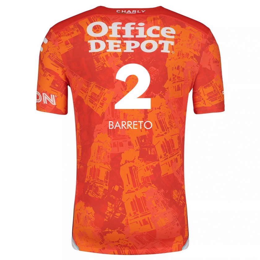 Kandiny Niño Camiseta Sergio Barreto #2 Naranja Blanco 2ª Equipación 2024/25 La Camisa Chile