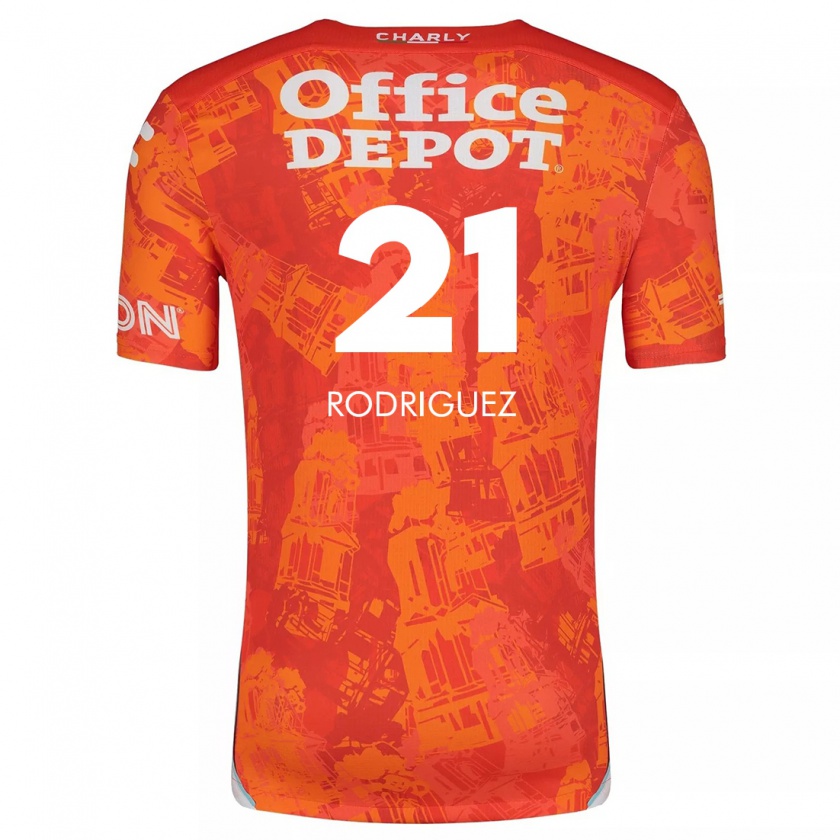 Kandiny Niño Camiseta Valentín Rodríguez #21 Naranja Blanco 2ª Equipación 2024/25 La Camisa Chile