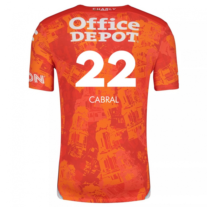 Kandiny Niño Camiseta Gustavo Cabral #22 Naranja Blanco 2ª Equipación 2024/25 La Camisa Chile