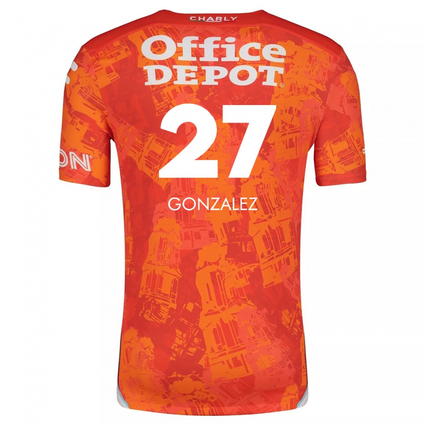 Kandiny Niño Camiseta Owen González #27 Naranja Blanco 2ª Equipación 2024/25 La Camisa Chile