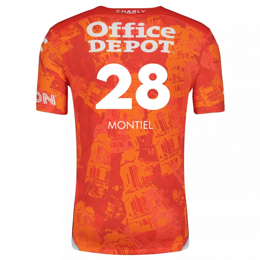 Kandiny Niño Camiseta Elías Montiel #28 Naranja Blanco 2ª Equipación 2024/25 La Camisa Chile