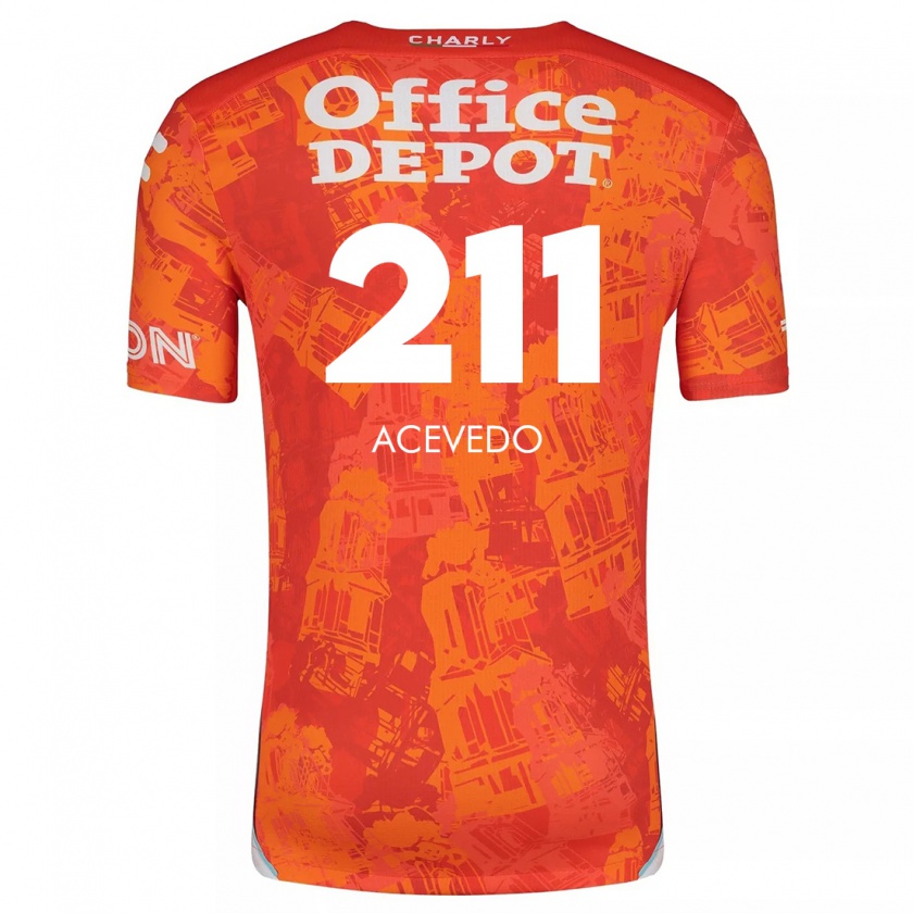 Kandiny Niño Camiseta Gerardo Acevedo #211 Naranja Blanco 2ª Equipación 2024/25 La Camisa Chile