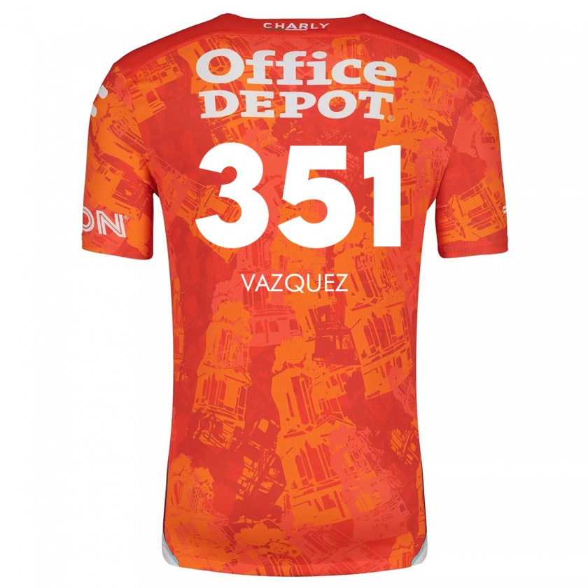 Kandiny Niño Camiseta Maximo Vázquez #351 Naranja Blanco 2ª Equipación 2024/25 La Camisa Chile