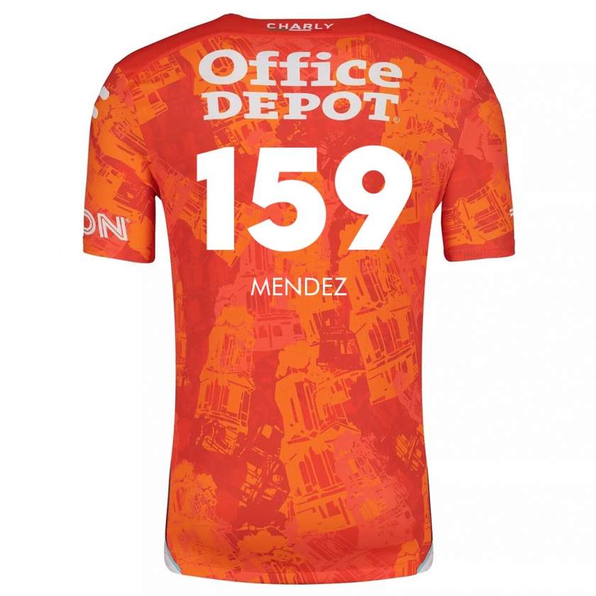 Kandiny Niño Camiseta Daniel Méndez #159 Naranja Blanco 2ª Equipación 2024/25 La Camisa Chile