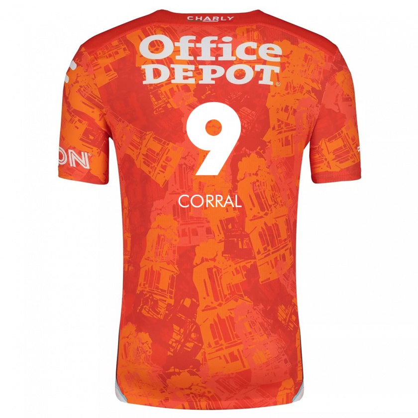 Kandiny Niño Camiseta Charlyn Corral #9 Naranja Blanco 2ª Equipación 2024/25 La Camisa Chile