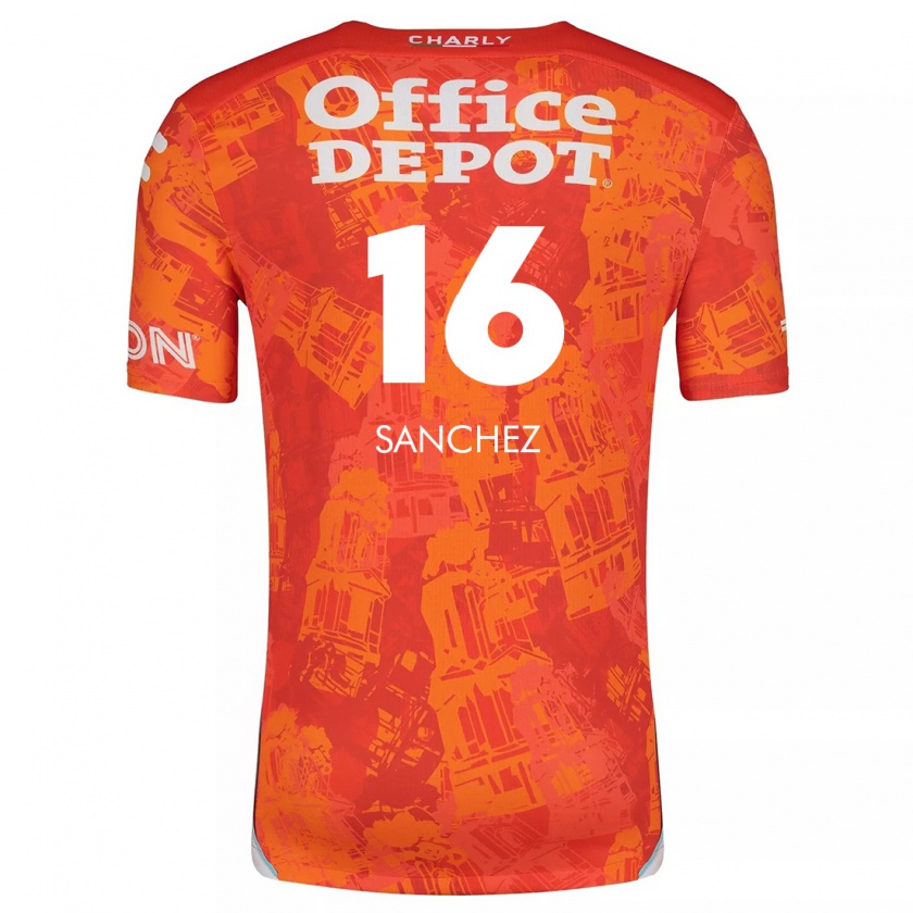 Kandiny Niño Camiseta Vanessa Sánchez #16 Naranja Blanco 2ª Equipación 2024/25 La Camisa Chile