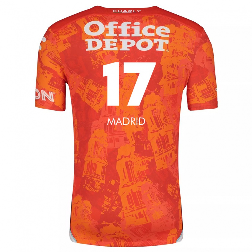 Kandiny Niño Camiseta Yanín Madrid #17 Naranja Blanco 2ª Equipación 2024/25 La Camisa Chile