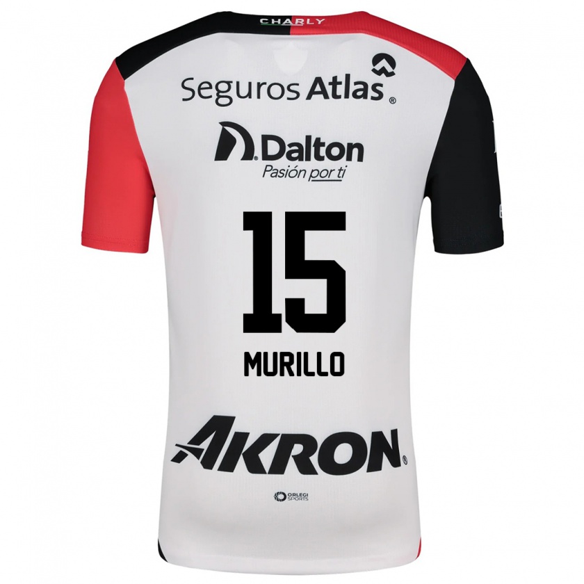 Kandiny Niño Camiseta Jhon Murillo #15 Blanco Rojo Negro 2ª Equipación 2024/25 La Camisa Chile