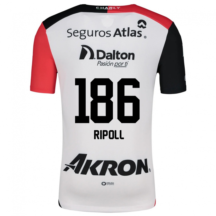 Kandiny Niño Camiseta Alonso Ripoll #186 Blanco Rojo Negro 2ª Equipación 2024/25 La Camisa Chile