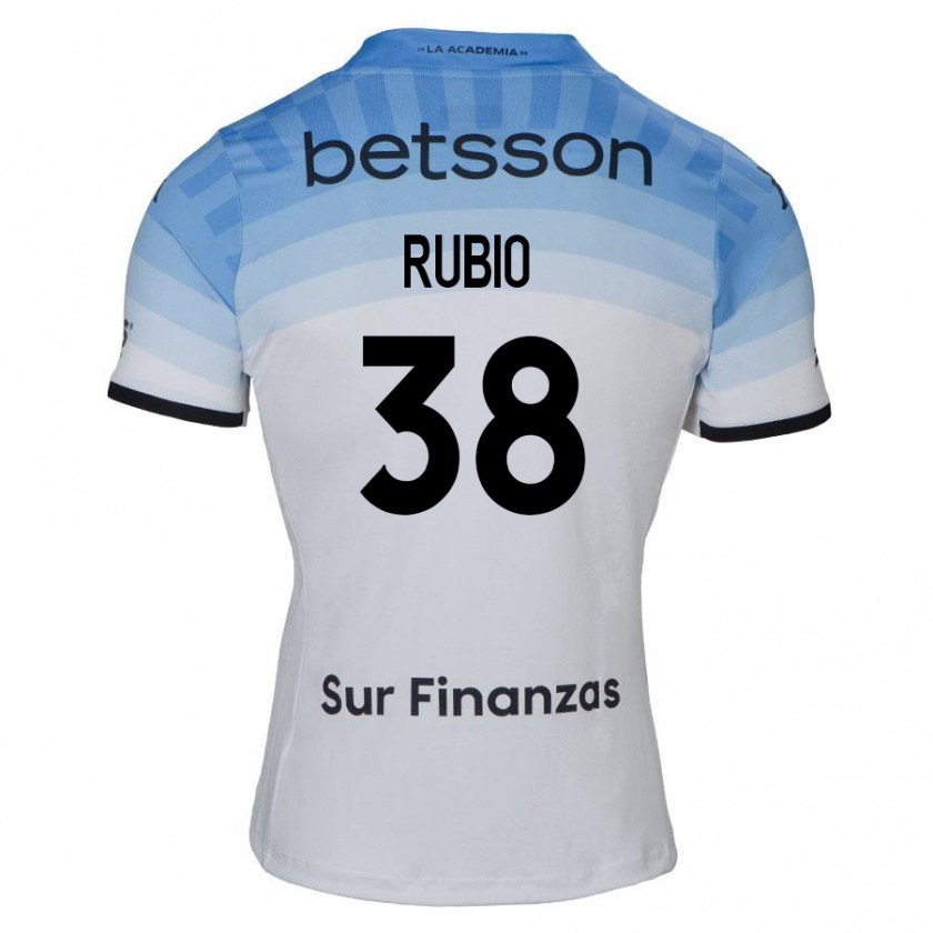 Kandiny Niño Camiseta Tobías Rubio #38 Blanco Azul Negro 2ª Equipación 2024/25 La Camisa Chile