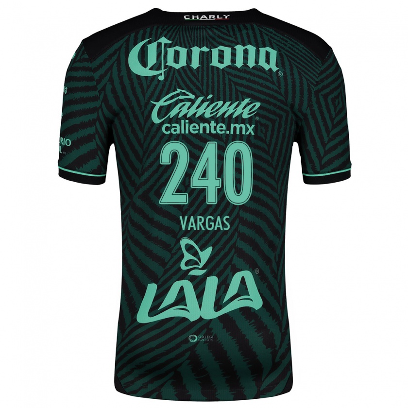 Kandiny Niño Camiseta Diego Vargas #240 Verde Negro 2ª Equipación 2024/25 La Camisa Chile