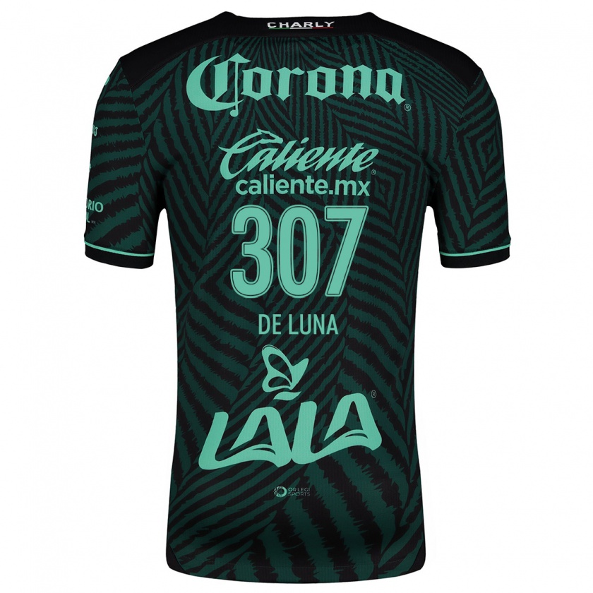 Kandiny Niño Camiseta Eduardo De Luna #307 Verde Negro 2ª Equipación 2024/25 La Camisa Chile