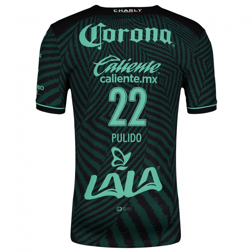 Kandiny Niño Camiseta Sheila Pulido #22 Verde Negro 2ª Equipación 2024/25 La Camisa Chile