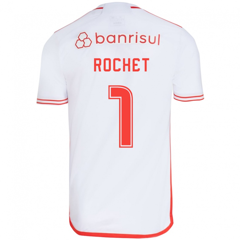 Kandiny Niño Camiseta Sergio Rochet #1 Blanco Rojo 2ª Equipación 2024/25 La Camisa Chile