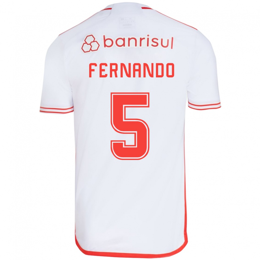 Kandiny Niño Camiseta Fernando #5 Blanco Rojo 2ª Equipación 2024/25 La Camisa Chile