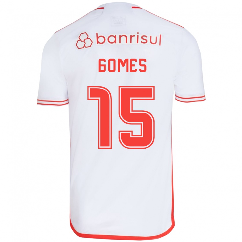 Kandiny Niño Camiseta Bruno Gomes #15 Blanco Rojo 2ª Equipación 2024/25 La Camisa Chile