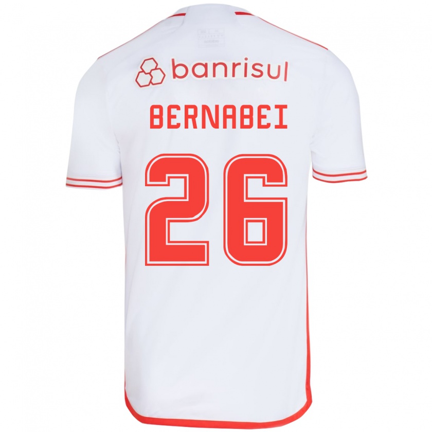 Kandiny Niño Camiseta Alexandro Bernabéi #26 Blanco Rojo 2ª Equipación 2024/25 La Camisa Chile